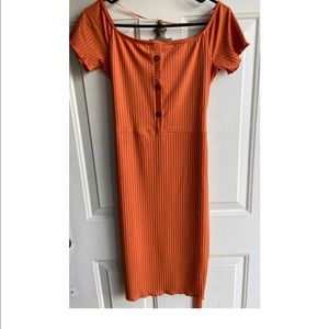 Select a England Brand / Tangerine Colored Dress / Buttons & Belt